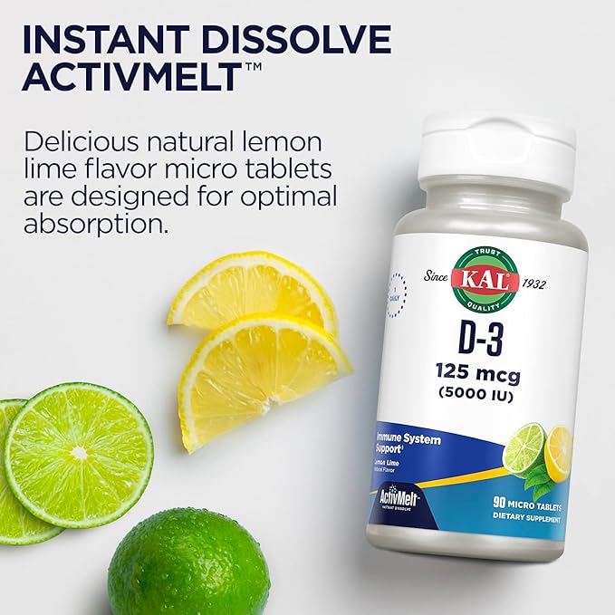 KAL Vitamin D-3 5000 IU ActivMelt, 90 Servings, 90 Micro