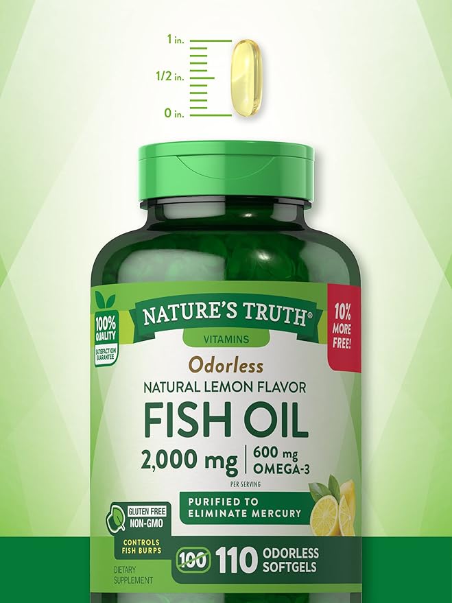 Nature's Truth Fish Oil Supplement 2000mg | 110 Softgels Omega-3 |