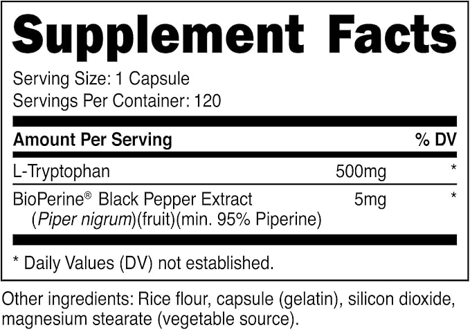 Nutricost L-Tryptophan 500mg, 120 Capsules (3