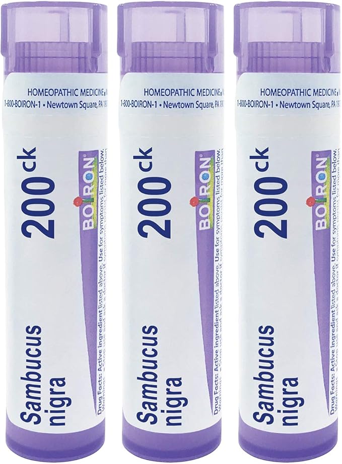 Boiron Sambucus Nigra 200ck Homeopathic Elderberry 3 Tubes 80 Pellets, 3 Count