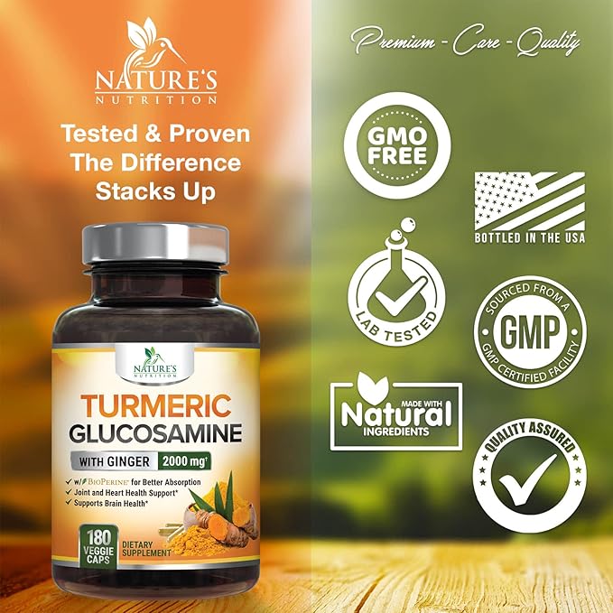 Turmeric Curcumin with BioPerine, Ginger & 95% Curcuminoids 2000mg Black 180 Capsules
