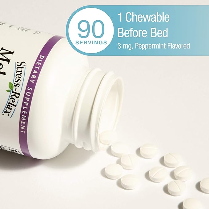 Stress-Relax Melatonin 3 mg by Natural 90 chewable (90 servings),