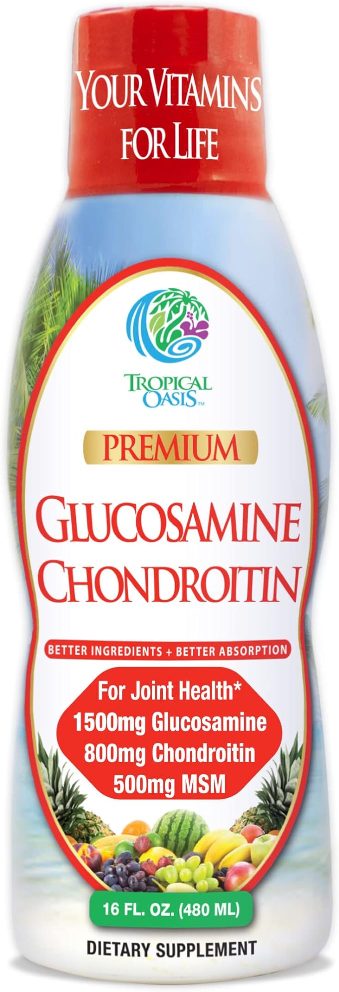 Tropical Oasis Premium Liquid Glucosamine Chondroitin 16 Fl