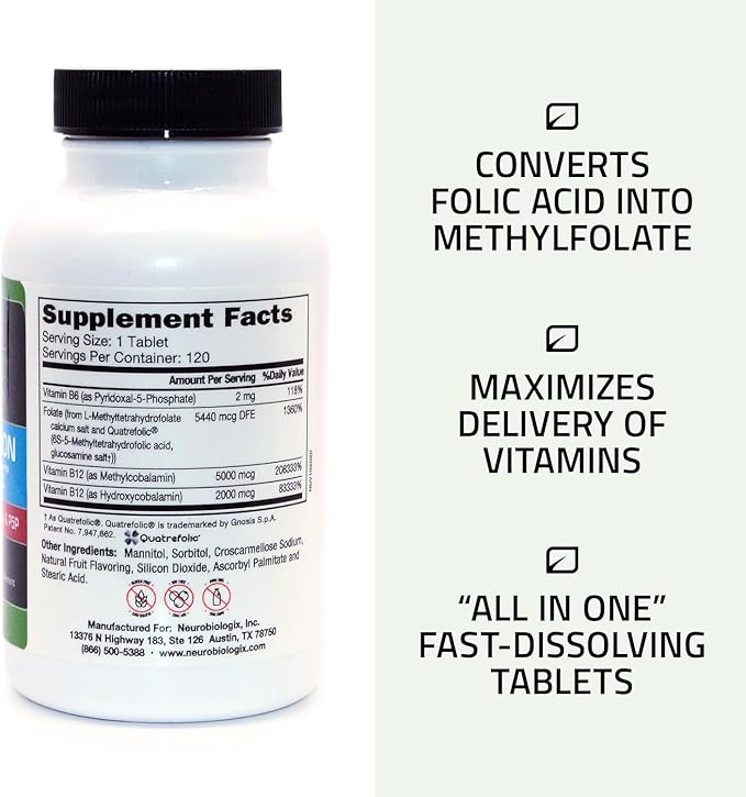 Neuro biologix Methylation Complete B12 Methylcobalamin, B6, & 5-MTHF for 120 Tablets