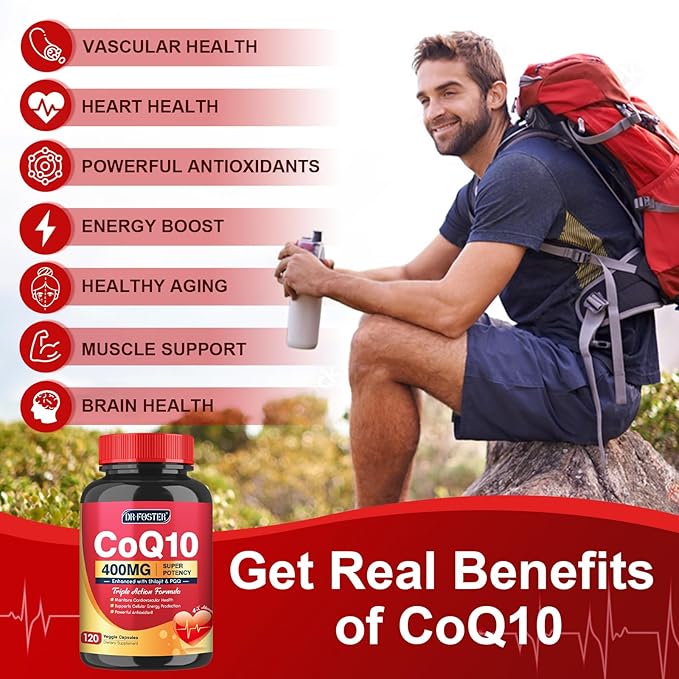 CoQ10 400mg-High Absorption Coenzyme Q10 Supplements 120 Veggie
