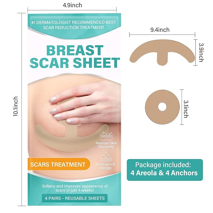 Silicone Scar Sheets, Silicone Scar Tape, 4 Pair