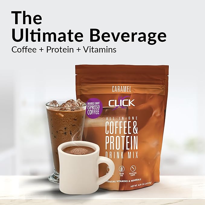 Click Coffee Protein Powder 16g Protein 23 Essential 150mg Caffeine