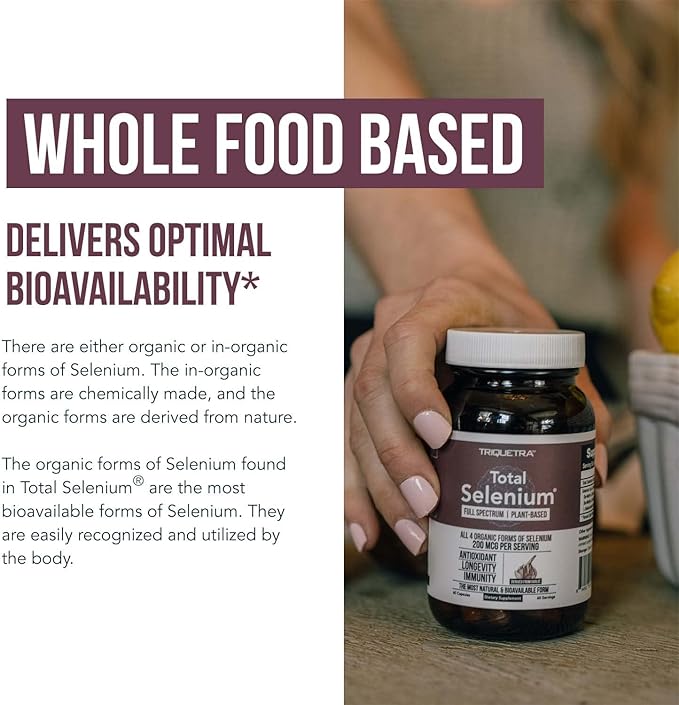 Total Selenium - 200 mcg, Plant-Based Selenium - Full Spectrum, Contains 4 Essential Organic Forms of Selenium Including Selenomethionine - Derived from Garlic - 60 Capsules