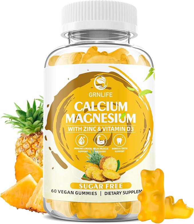 Calcium Magnesium Zinc Gummies with Vitamin D3, Sugar 60 Count