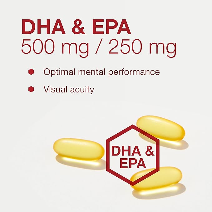PROTOCOL FOR LIFE BALANCE DHA-500 - DHA 500mg & EPA 250mg - Fish Oil Supplement - Brain Health & Support - Easy Digestion - Non-GMO & Halal - 120 Softgels