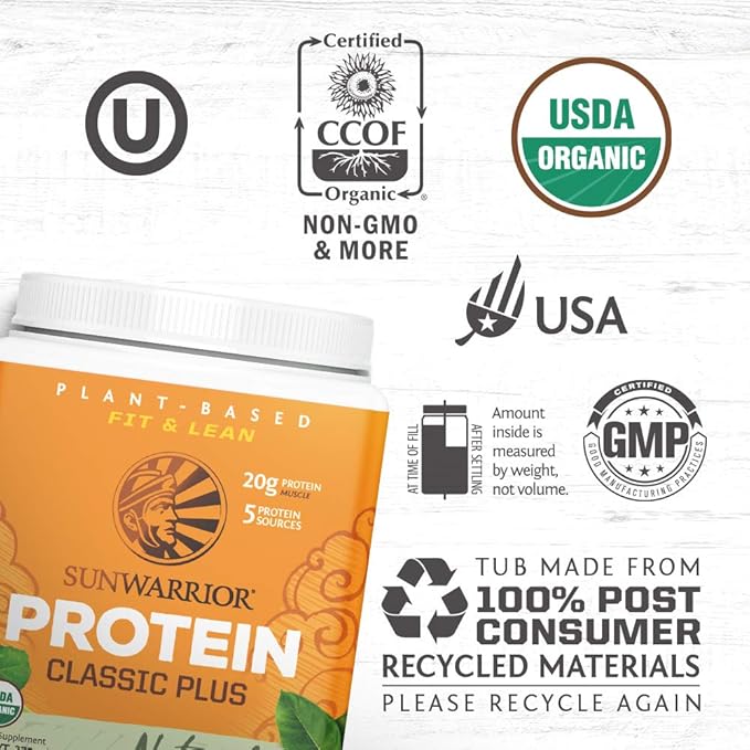 Sunwarrior Vegan Organic Protein Powder Plant-based 5 Superfood 15 Servings