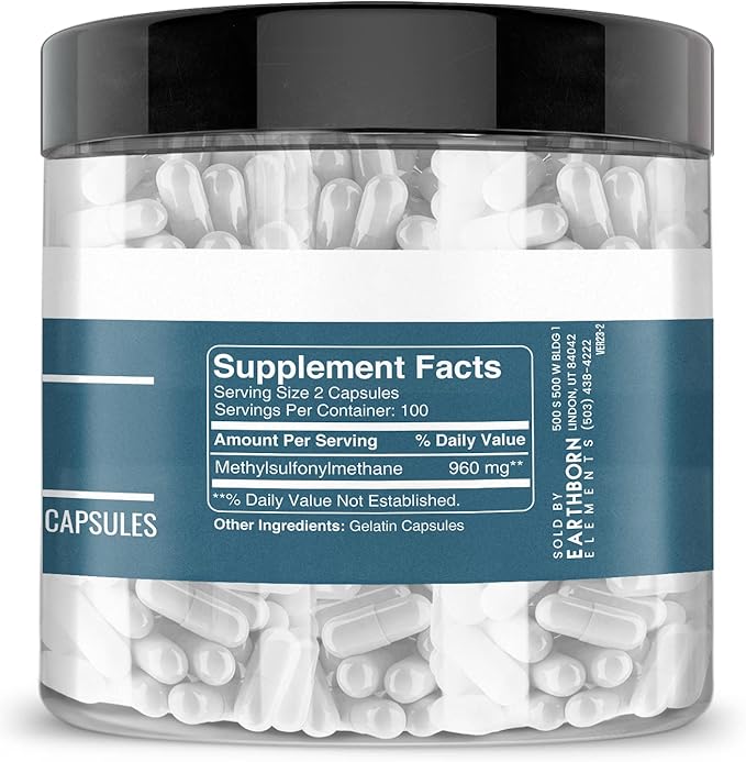 Earthborn Elements Methylsulfonylmethane (MSM) 200 Capsules,