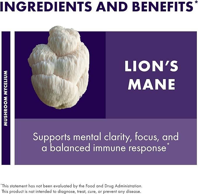 Host Defense Lion's Mane Extract - Brain Health Support Supplement - Mushroom Supplement to Support Focus & Memory Function - Immune & Nervous System Support Supplement - 2 fl oz (60 Servings)*