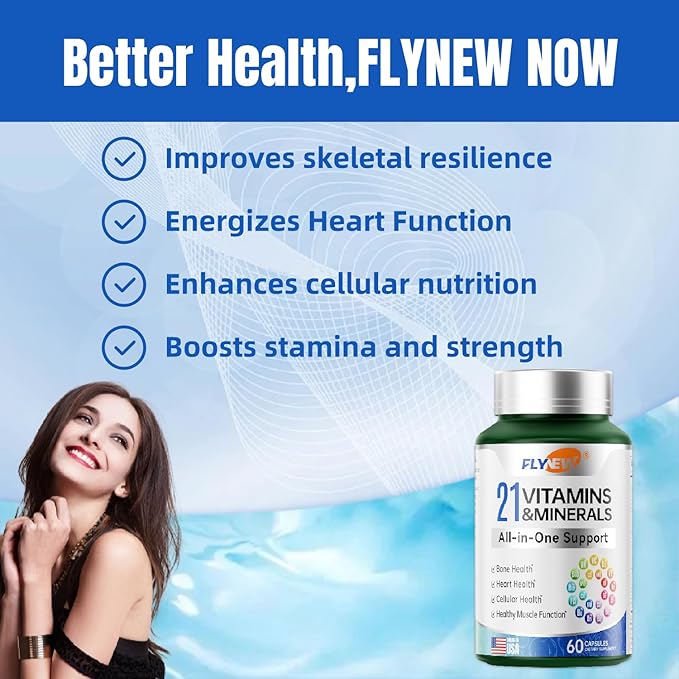21 Vitamins &Minerals All-in-One Support, Vitamin d3 k2, k2, Vitamin USA-60 Capsules