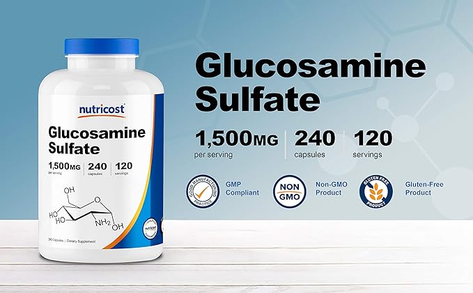 Nutricost Glucosamine Sulfate 750mg, 240 Capsules (3 Bottles) (1500mg Per