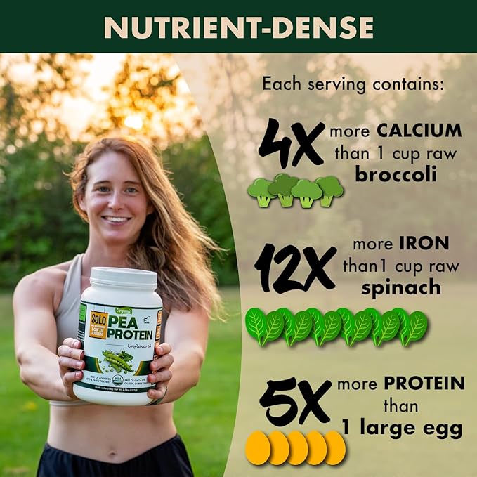 SOLO Organic Pea Protein Isolate, Low 100% Vegan, (2.7 lbs)