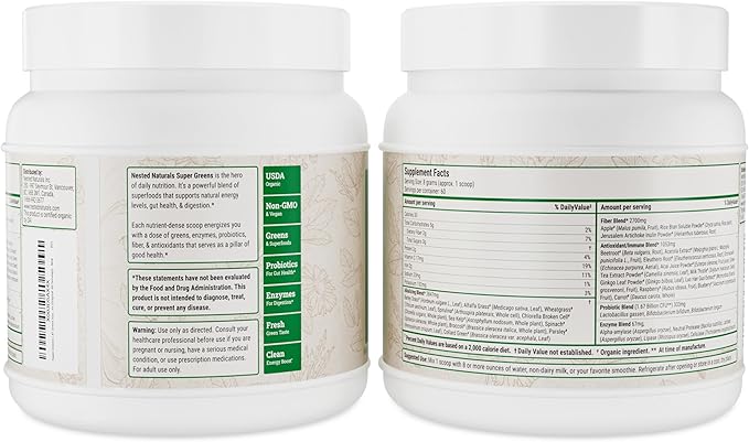 Super Greens Daily Greens Superfood Powder w/20+ Whole 60 Servings