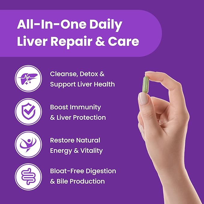 Liver Cleanse Detox & Repair Formula | 20+ Herbs: Milk Thistle Extract with Silymarin, Artichoke, Dandelion, Chicory Root Powder & More! | Premium Liver Support Pills Supplement, 60 Capsules (2-Pack)