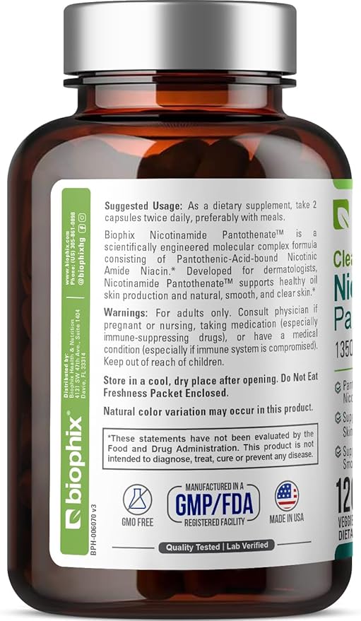 biophix B-3 Nicotinamide Pantothenate 675 mg 120 Vcaps B5 Pantothenic