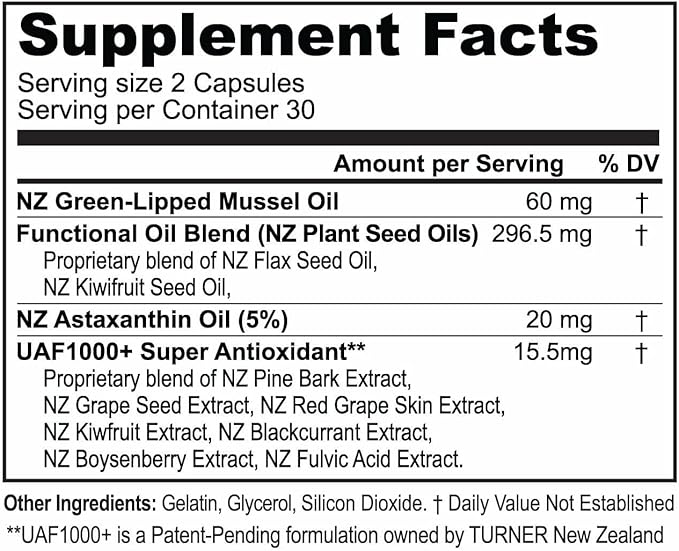 TURNER New Zealand Green Lipped Omega-3 53x Higher UAF1000+ Super 1 Bottle, 120 Softgels