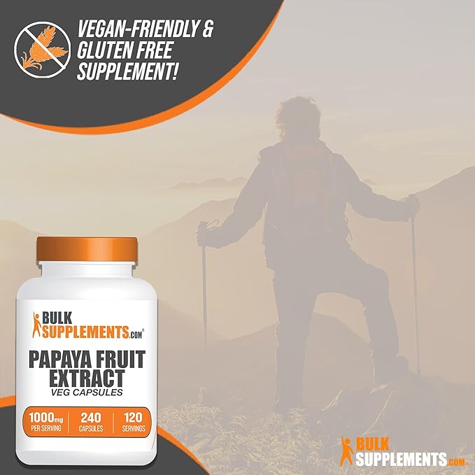 BulkSupplements.com Papaya Fruit Extract Capsules 2 Capsules 240 Veg 1