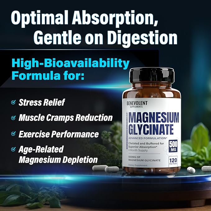 Premium Magnesium Glycinate 500mg Capsules High 120 Capsules