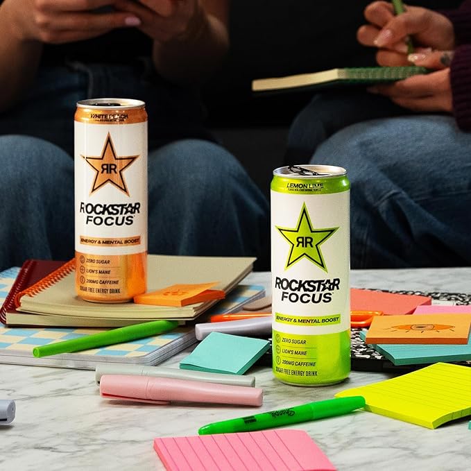 Rockstar Focus, 3 Flavor Variety Pack (White Peach, Lemon Lime, Orange Pineapple), 12 Fl Oz Cans (Pack of 12)