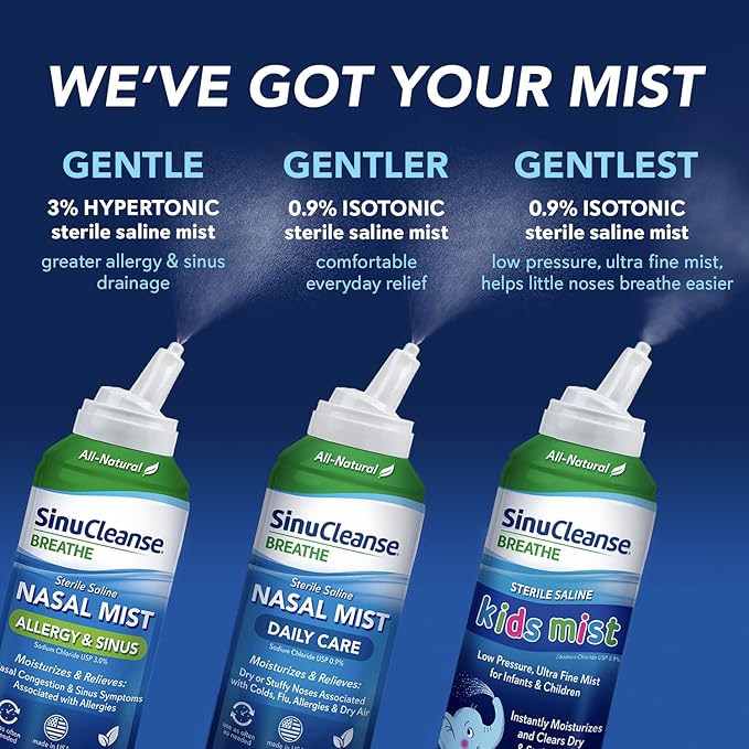 SinuCleanse Allergy & Sinus Sterile Saline 4.6 Oz (2 Pack),
