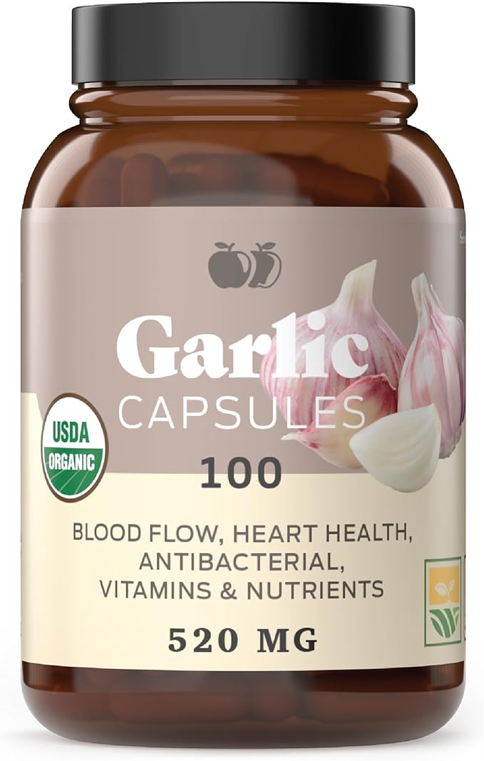 Complete Natural Products Organic Garlic Capsules 520mg Capsules 100 Count