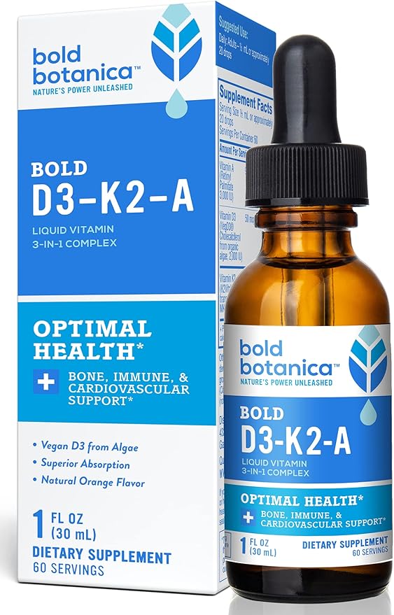 D3-K2-A, Liquid Vitamin Complex, Vegan Vitamin D3 from K2 (MK7) (MK7) and 1 FL (30mL)
