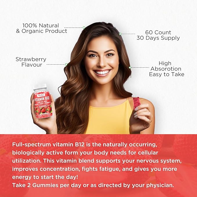 Vitamin B12 Complex 5000 mcg Methyl B12, Adenosyl B12 & Hydroxy B12, with Coenzyme Q10, Folate, Vitamin C, Chewable B 12 for Energy Support, Metabolism, Bone Health - Strawberry Flavor, 2 Pack