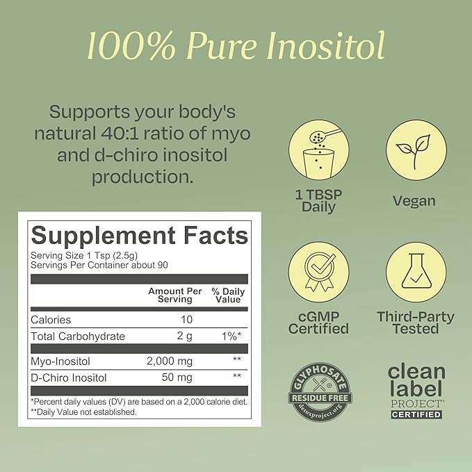BOND Inositol Powder: Pure Myo-Inositol & D-Chiro Inositol for Hormone Balance w/Ovarian Support Vitamins, Ideal 40:1 Ratio of Myo-Inositol, Inositol Supplement for Women - 90 Vegan Servs