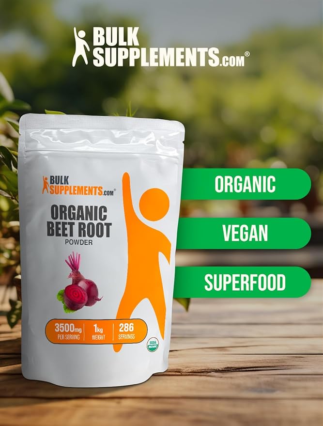 BulkSupplements.com Organic Beet Root Powder - Beet Powder Organic, Beetroot Supplement - Superfood Supplement, Vegan & Gluten Free - 3500mg per Serving, 5kg (11 lbs) (Pack of 5)