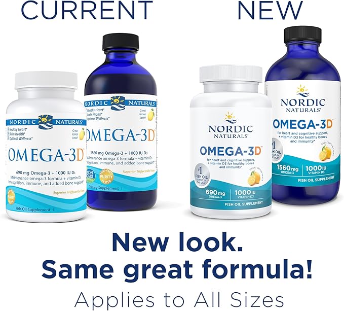 Nordic Naturals Omega-3D, Lemon Flavor 60 Soft 690 mg Omega-3 + 1000 IU D3 - 30