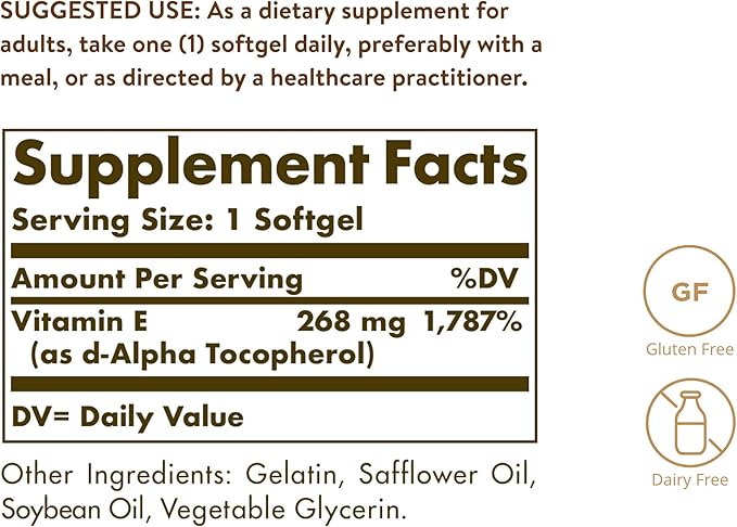 Solgar Vitamin E 268 mg (400 360 Alpha 360 Servings