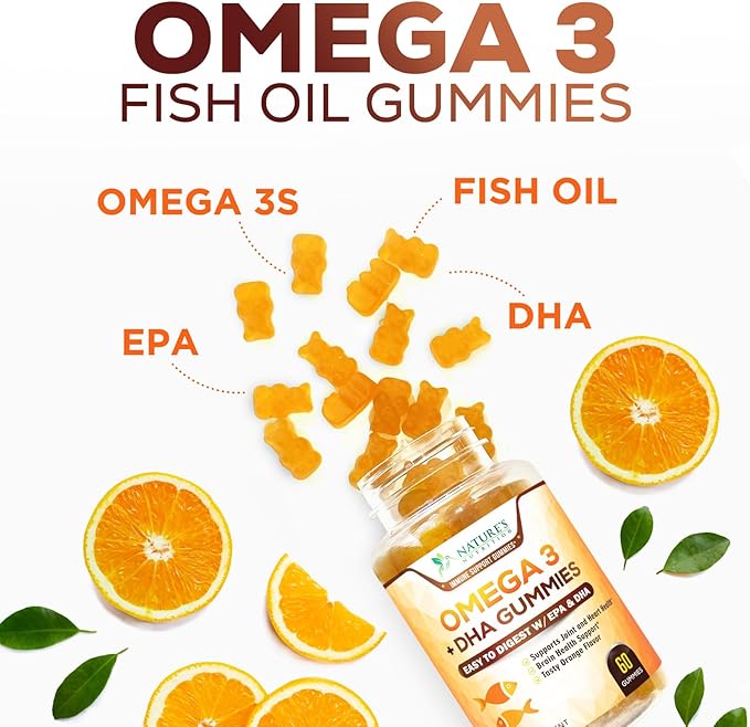 Omega 3 Fish Oil Gummies, Heart 3 Gummy 3 Fish 60 Gummies