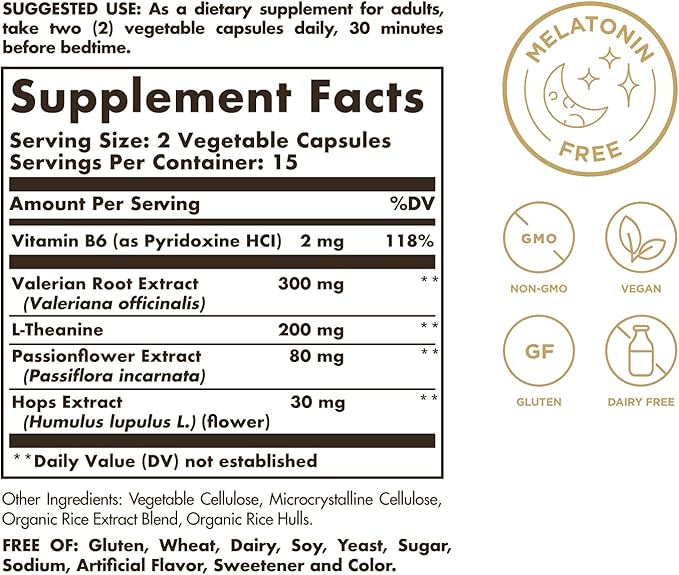 Solgar Sleep & Stress Support, Vegetable 15 Servings, 30 Count