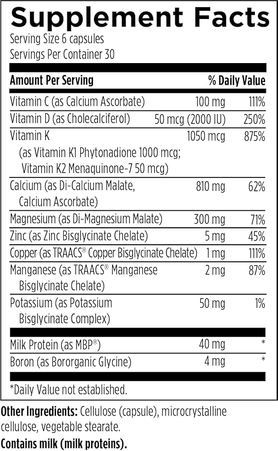 Designs for Health OsteoForce Supreme - Premium Bone Support Supplement with Basic Milk Protein (MBP) - Calcium Malate, Magnesium, Zinc Chelate, 2000 IU Vitamin D, VIT K - Non-GMO (180 Capsules)
