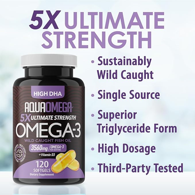 5X Ultimate Strength High DHA Omega-3 3560mg Omega 3 Fish 120 Softgel