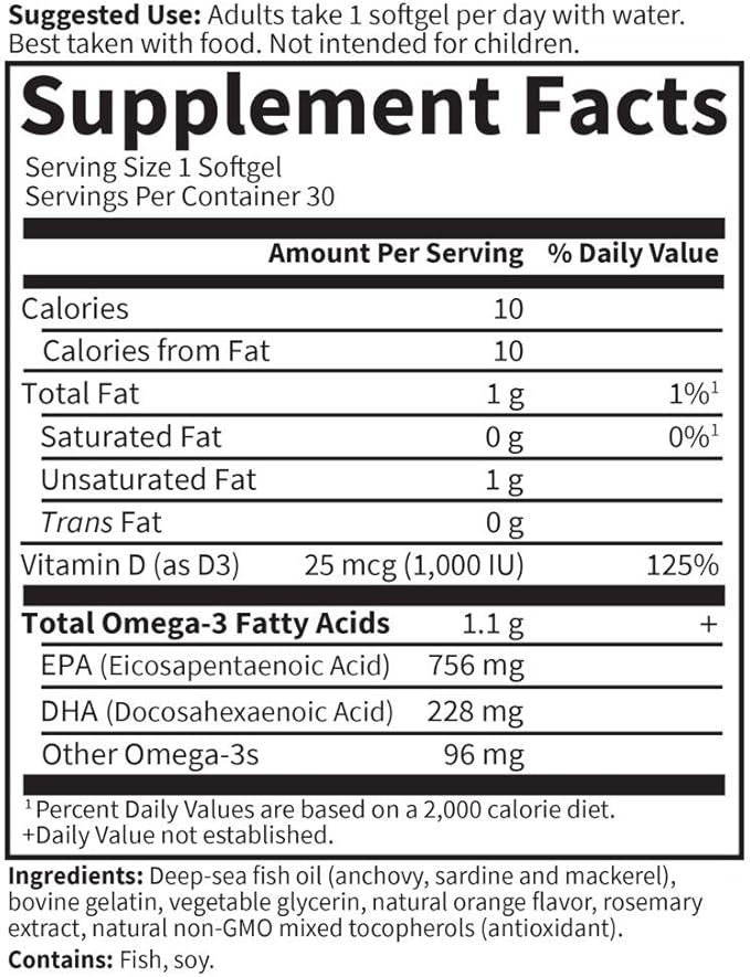 Garden of Life Minami Supercritical Platinum 3 Fish 30 Softgels, 3 for 1100mg Omega-3s Omega-3s + 1,000 IU D3