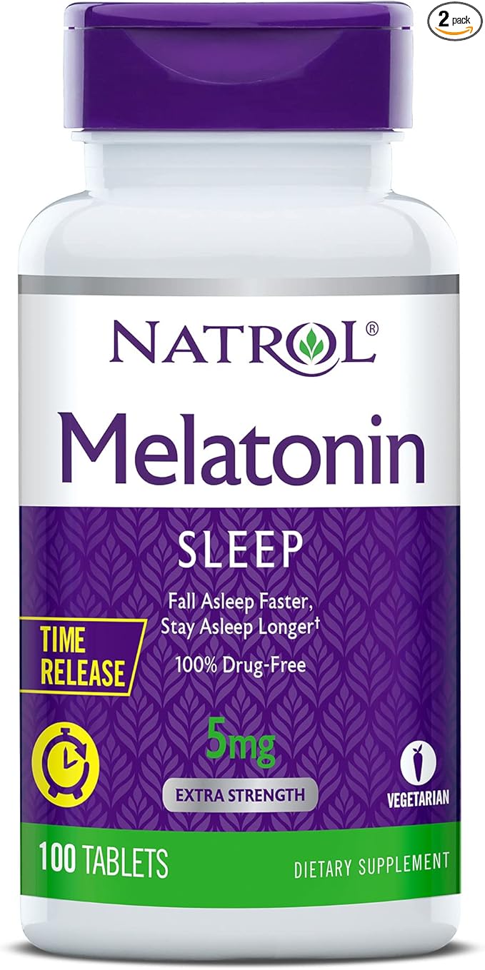 Natrol Time-Release Melatonin 5 mg, Dietary 100 Tablets 2), 200 200 Day