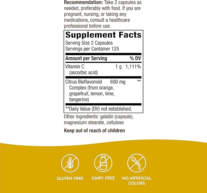 Nature's Way Vitamin C with Bioflavonoids, 1000 mg 250 Capsules