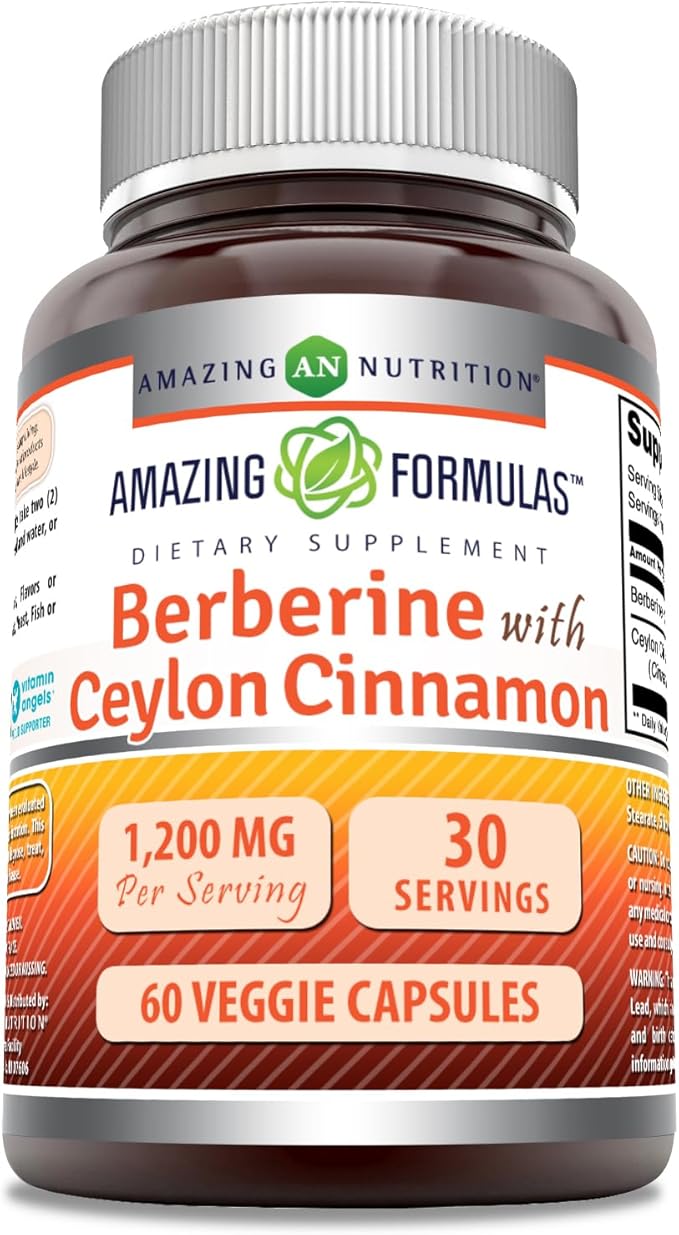 Amazing Formulas Berberine with Pure Ceylon 1200 Mg (1 Pack, 60 Count)