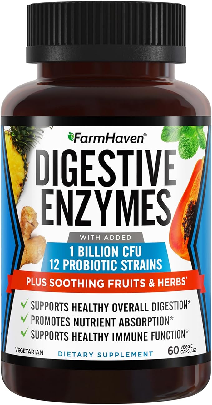 FarmHaven Digestive Enzymes with 18 Probiotics 60 Capsules
