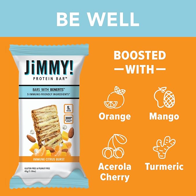 JiMMY! Protein Bar, Citrus Blast, Immune 12 Count