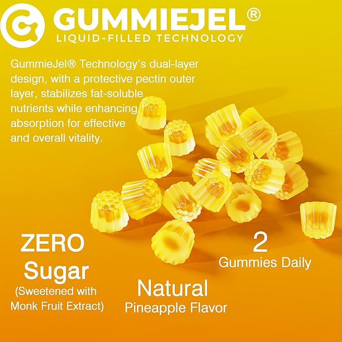 Turmeric Gummies 1000mg w/MCT Oil C8 C10, Organic Antioxidant, Sugar Free Turmeric Curcumin Supplement + Black Pepper Extract Support Flexible & Comfort, Digestion, Energy, Ultra Absorption, 60 Counts