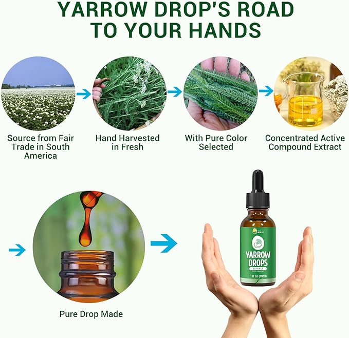 Yarrow Herb Tincture, Organic Yarrow Extract 98% Absorption, 1 Fl