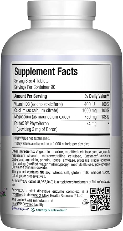 Maxi Health Calcium Magnesium Supplement D3 and (360 Tablets)