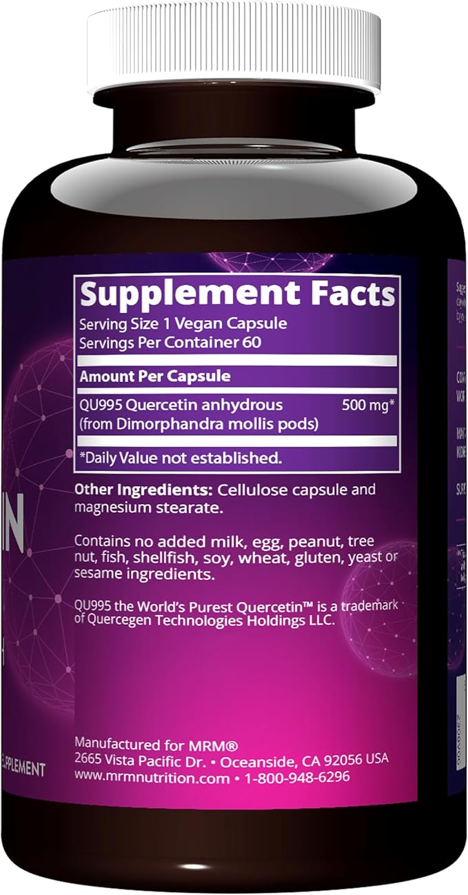 MRM Nutrition Quercetin| Immune + Cardiovascular Health | 500mg per Serving | Made with QU995: World’s purest quercetin™ | Antioxidant Status | 60 Servings