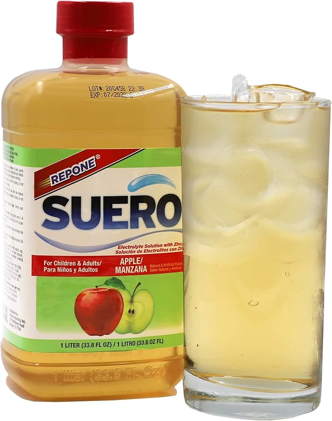 SUERO Electrolyte Solution with Zinc, Rehydrates, Restores Minerals and Nutrients, Apple Flavor, 2-Pack of 33.8 Fl Oz 2 Bottles